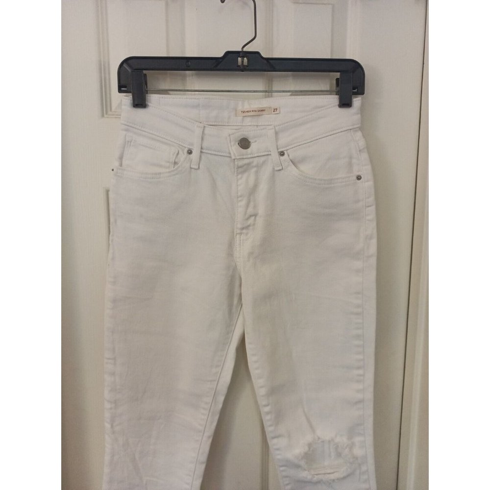 Women's Levi's 721 High Rise Frayed Hem Distressed Skinny Jeans Size 27 - Picture 3 of 8